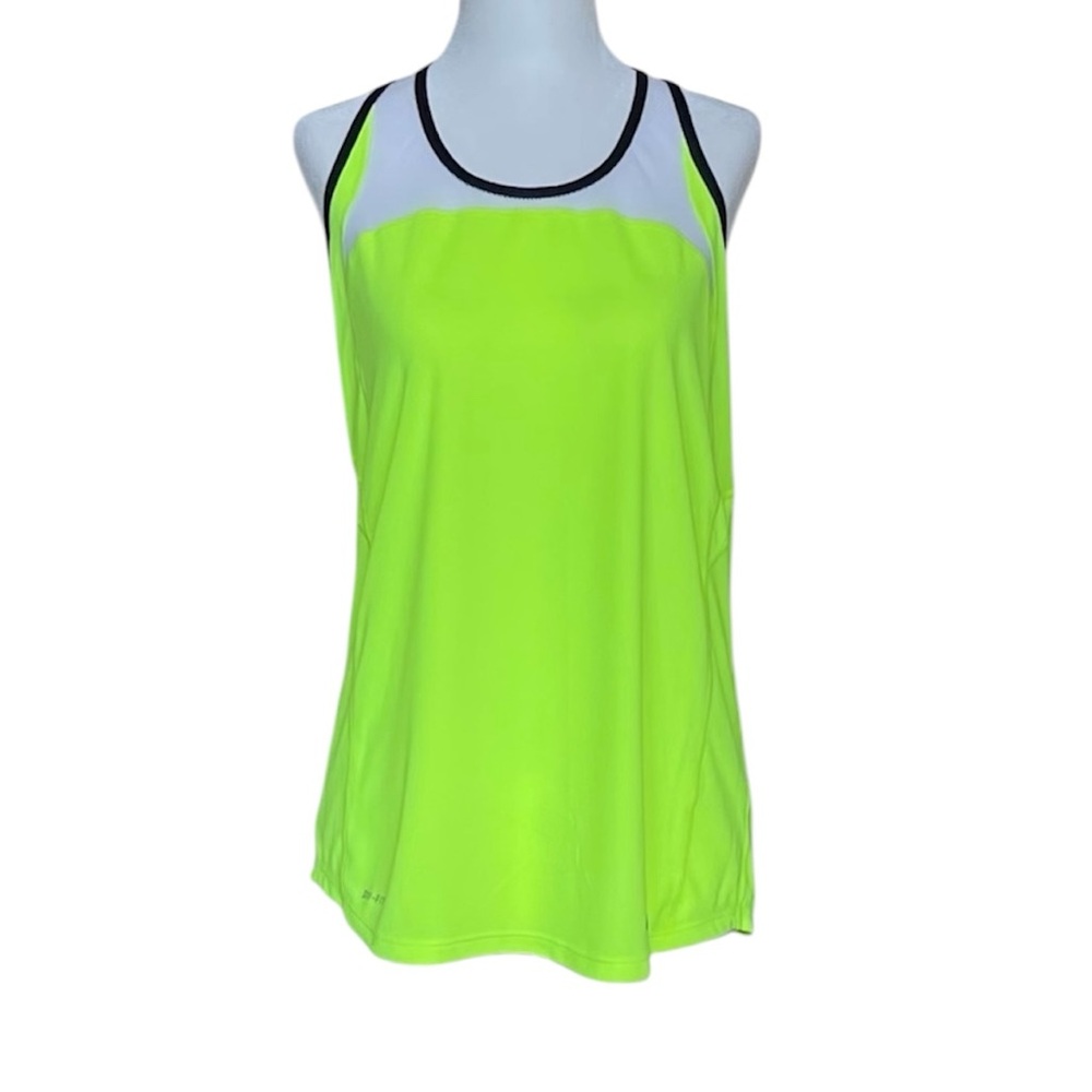 Nike Dri-FIT Mesh Accent Racerback Tank in Neon Yellow